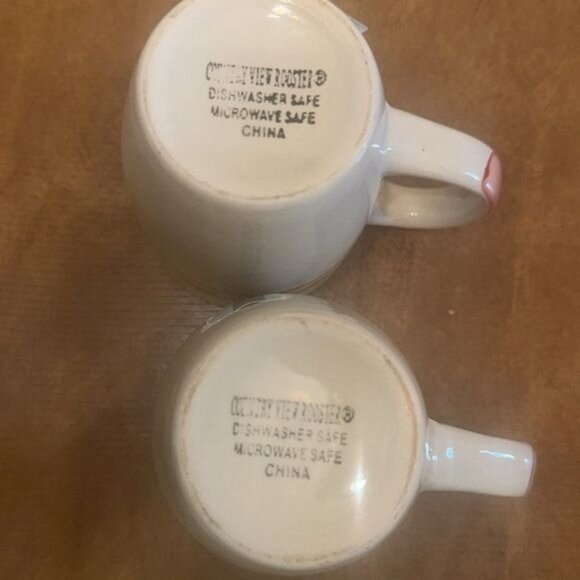 Set Of 4 Country View Rooster Ceramic Mugs 4.25" Tall - Picture 7 of 10